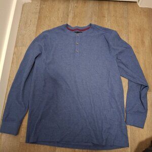 Bonobos Mens Blue Long Sleeve Henley Shirt XL Cotton Blend Thermal Layering